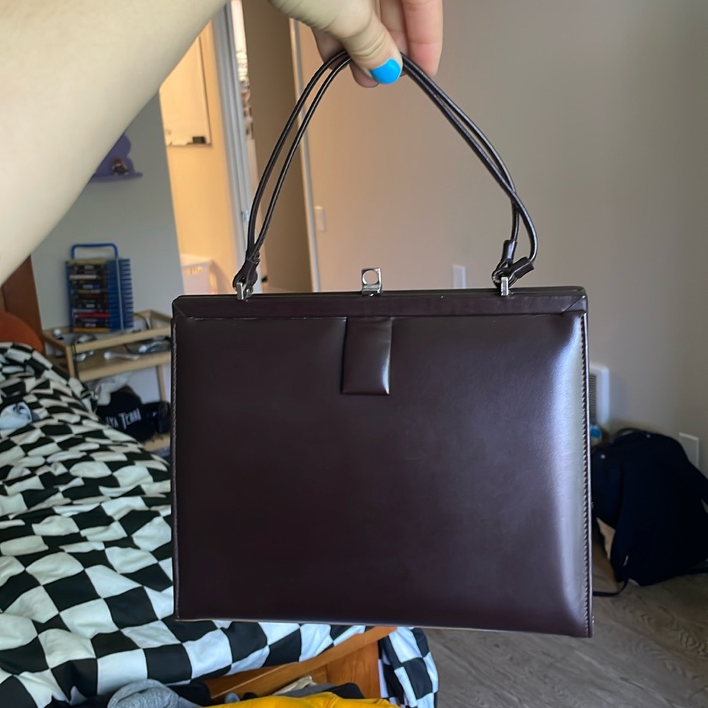 Deep brown/red vintage leather handbag
